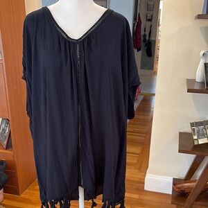 Roxy black swim cover up with tassels.  Size XS